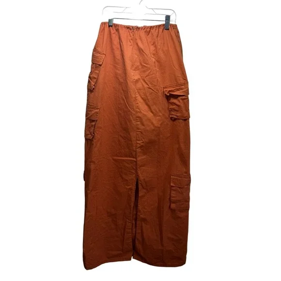 Akira Y3K Utility Chic Guardian Cargo Maxi Skirt S Orange String Elastic Waist - Picture 6 of 11